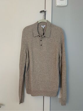NWT Reiss Beige Ribbed Polo Knit Size L